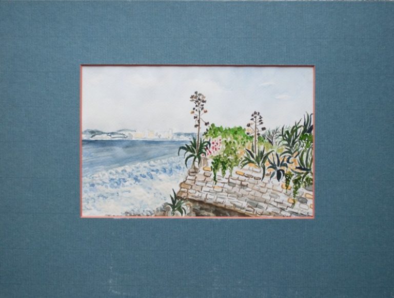 Landschaft (Bodensee), 1994, Aquarell, 33x22 cm, gerahmt mit Passepartout
