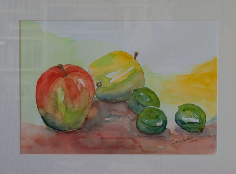 Stillleben, 2001, Aquarell, 34x24 cm, gerahmt mit Passepartout