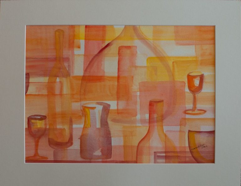Stillleben, 2001, Aquarell, 40x30 cm, mit Passepartout