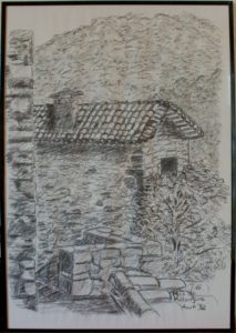 Landschaft, 1992, Kohle auf Papier, 40x60 cm, gerahmt