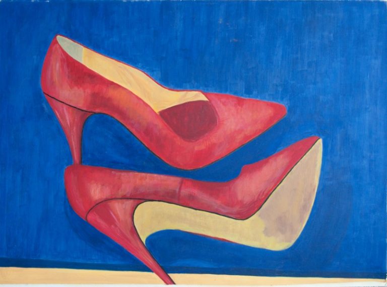 Rote Schuhe, 2000, Öl auf Papier, 61x44 cm