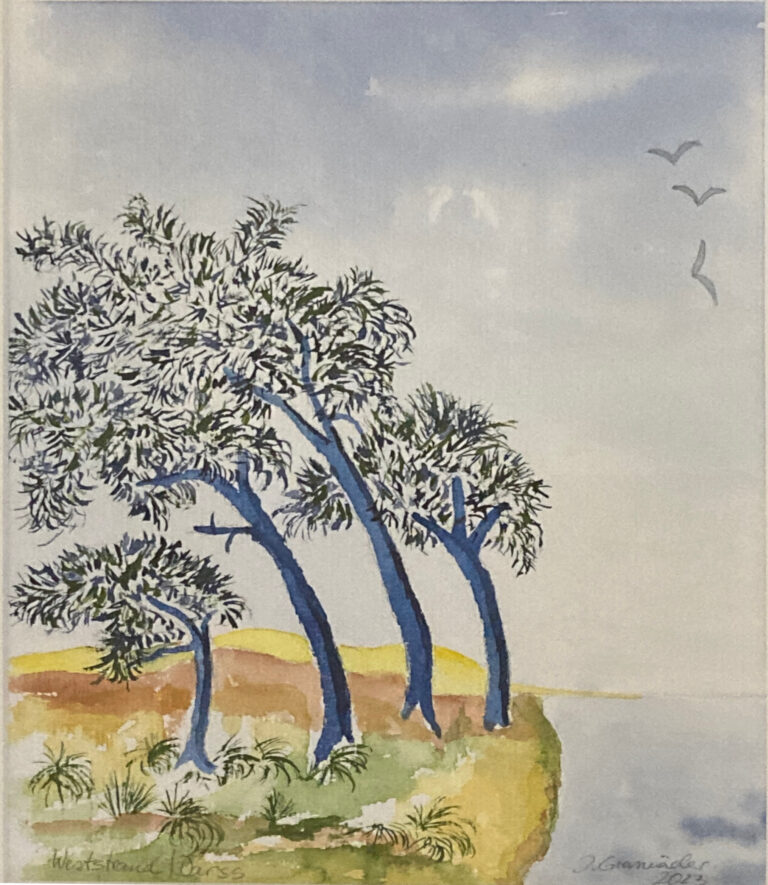 "Weststrand", Aquarell, 40x50cm, gerahmt, 2023