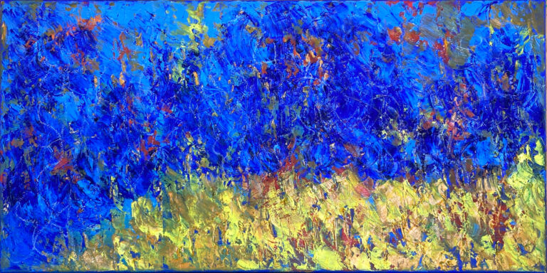 Blau-Gelb, Öl auf Leinwand, 80x40cm, 2021