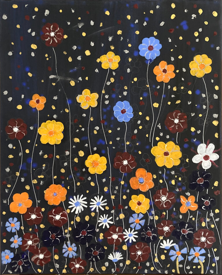 Blüten in der Nacht, Öl auf Leinwand, 40x50cm, 2025