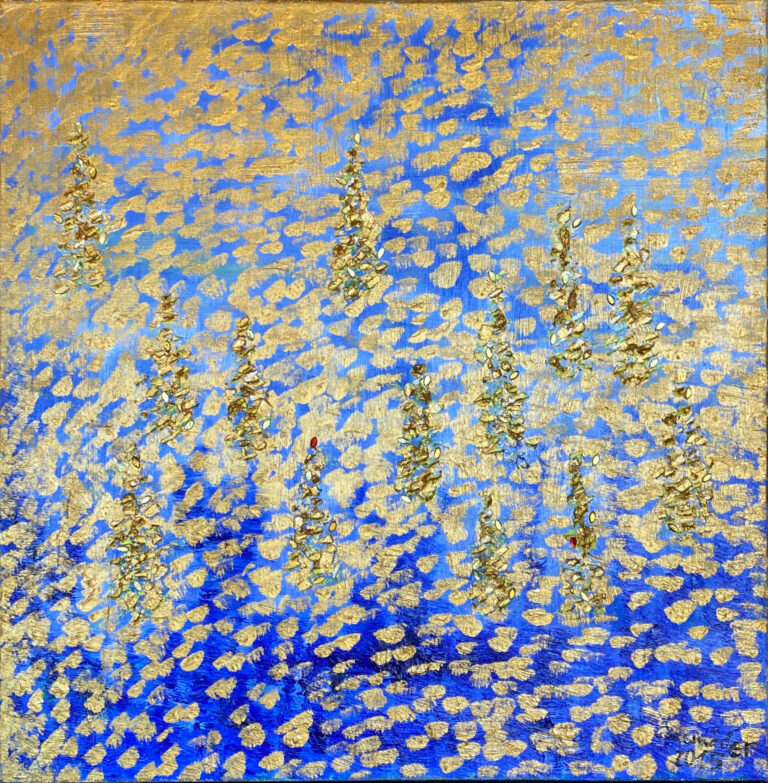Weißer Rittersporn, Öl auf Leinwand, 60x60cm, 2019