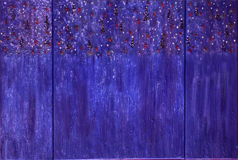 "Blüten", Öl auf Leinwand, 2x20x60cm und 1x60x60, 2020
